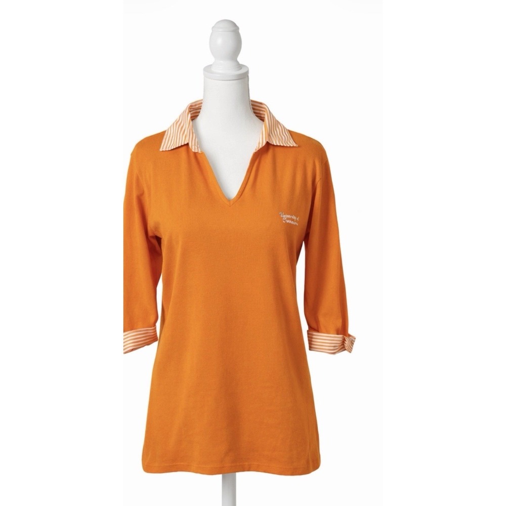 Tennessee Volunteers Women's Orange & White 3/4 Sleeve Golf Shirt Large